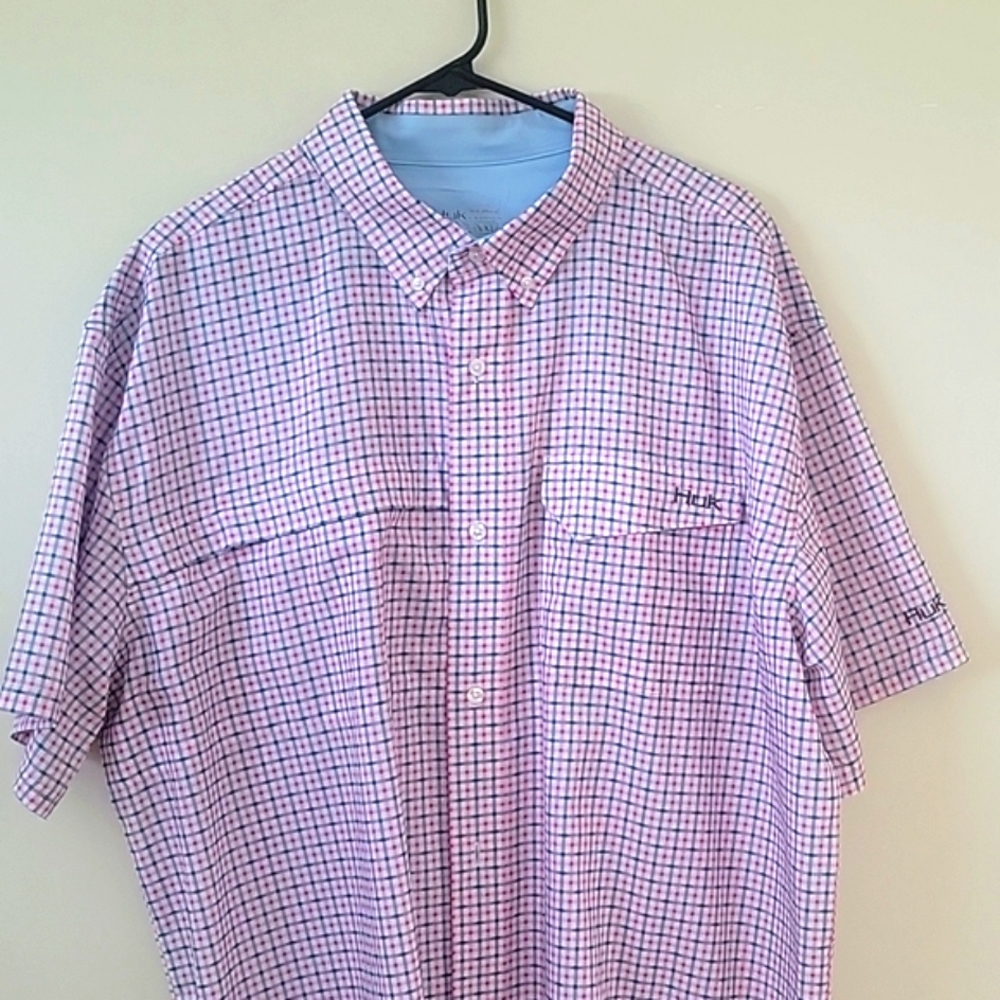 NWOT Huk Performamce Fabrics Button Down short sleeve shirt XXL